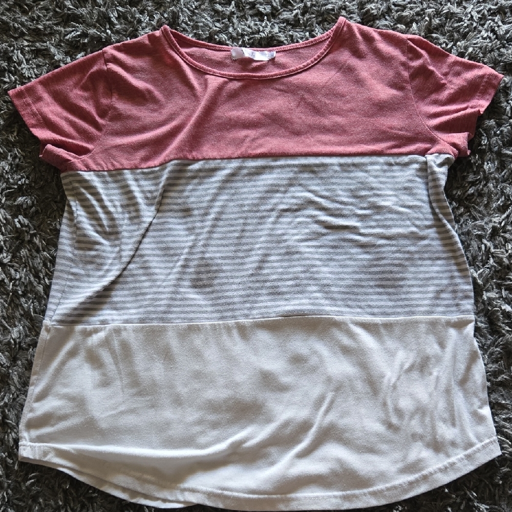 Chic Pink and White Striped Women's Tee